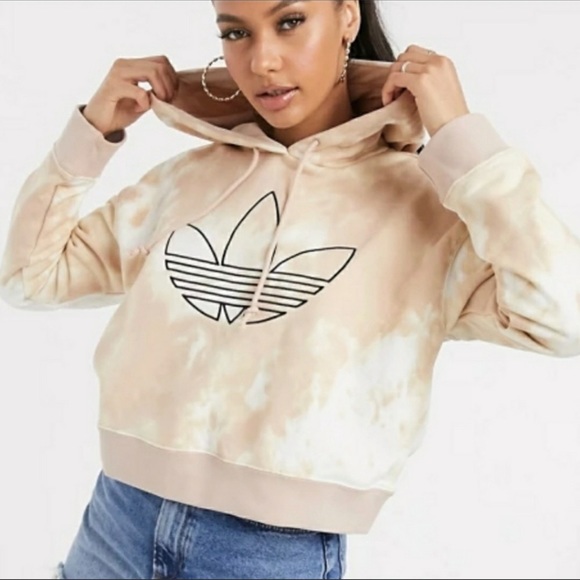 adidas Tops - adidas Originals Women's All Over Print Tie Dye Crop Hoodie XL